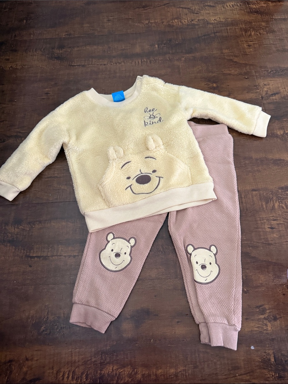 Disney Kids Matching Set Yellow Sherpa Winnie the Pooh Top with Pink Pants